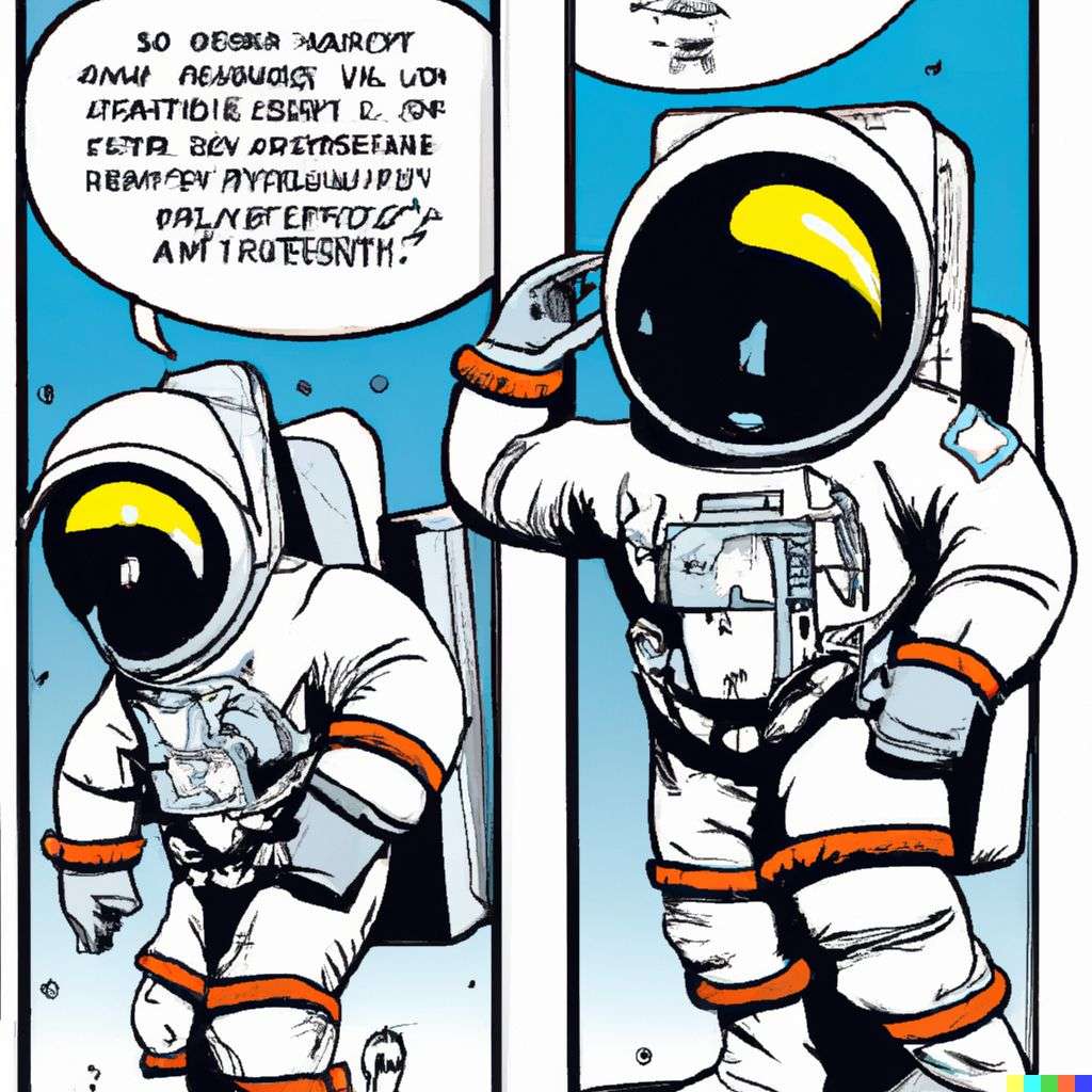 an astronaut, classic comic strip